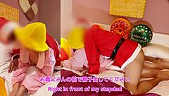 japanese couple christmas cosplay santa creampies small pussy