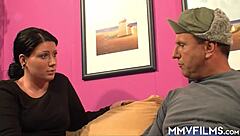 fat bitch in stockings swallows hot seed after fingering orgasm