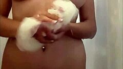 shower time, i touch my huge boobs