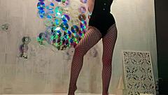 Beauty masturbates wildly after Christmas photoshoot. Crazy orgasm hits hard.