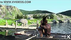 Casual story of bathing in the lake house shower