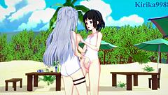 miku kohinata and laura bodewig in steamy lesbian hentai play - symphogear & infinite stratos