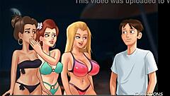 Summertime Saga: Kinky Girlfriend Shares Boyfriend’s Big Cock with BFF on Beach