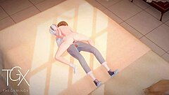 Anime hentai futanari girl, you're killing it with blowjob and anal in wild positions.