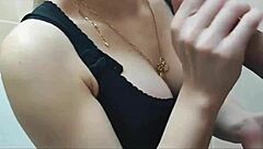 Hot Latina milf swallows her stepson's load in the kitchen. First time gets wild with big tits.