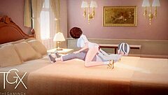 Anime hentai futanari girl, you're killing it with blowjob and anal in wild positions.