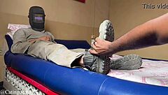 trailer for gay amateur blowjob with feet fetish in hotel room.