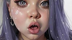 Anime hentai face painting with 100 cum facials