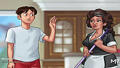 In Summertime Saga, this milf finds a great working tool for 69 at the office