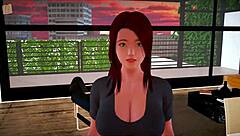 Redhead rides big cock in cowgirl position with big tits bouncing