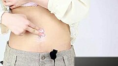 Asian japanese navel sound fetish with licking and touching.