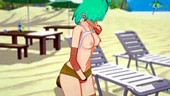 Bulma caught masturbating in Kame House during Dragon Ball scene.