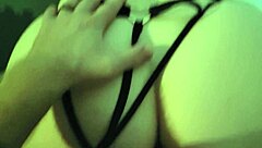 Lonely housewife slut, uh, invited fan to play with her pussy. Her big tits and toys made wild homemade fun.