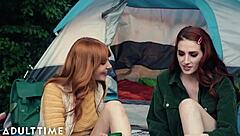Lesbian Camping Trip Explodes with Intense Tribbing by Lacy Lennon and Aria Carson