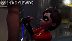 Helen Parr gives a quick handjob on the rooftop in 3D