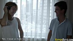 japanese dude sucks cock in hardcore handjob scene