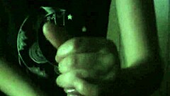 Petite girlfriend gives handjob to friend