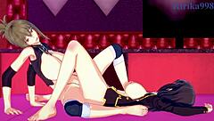 Setsuko Ohara and Chitose Kisaragi dive into lesbian and futanari sex