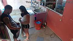 Boss left, maid couldn’t resist my hard cock during workout