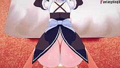 Rem Slams Hard into Big Boobs Maid in 3D POV Fantasy