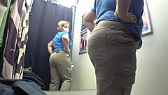 Camera Catches Curvy Milf's Big Ass in White Panties at Fitting Room