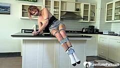 horny student bound in socks, filmed fully exposed by couple 😳