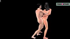 hey, watch this hot animated cartoon with a beauty giving a blowjob to a japanese guy