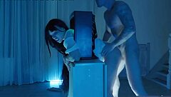Sadako big ass stuck in tv with clothes ripped and cum