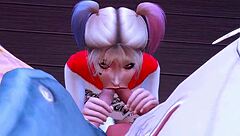Harley Quinn becomes a sex slave for rough anal and bukkake in hentai parody!