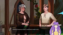 Blonde naked elf bathes wildly