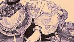 Vintage illustrations hinting at hidden desires in anime style