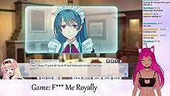 lewdneko says, 'i'm playing f me royally.' watch the vtuber in this hentai kissing scene.