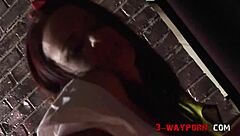 Keisha Kane and Elizabeth Lawrence in heels and lingerie threesome blowjob