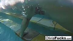 Olivia dominates summer fun with big tits in the pool for wild action!