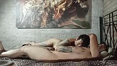 Neighbor's tattooed blowjob leads to hard fucking.