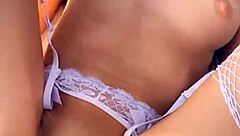 Passionate Blonde in Fishnets Fucked Ass to Mouth. Creampied Deep in Woods - Mia Bandini