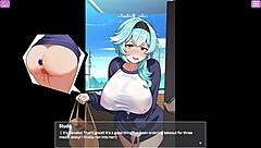 busty delivery worker gets exposed with big tits and toys in anime hentai game