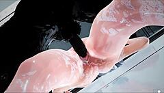 valkyrie relaxes in the bath during hentai adventure