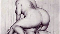 vintage erotic drawings come to life in a retro cartoon style. they capture raw desire in every antique sketch.