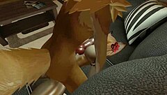 Dream Furry Yiff Date. Cartoon Big Tits Bent Over in 3D Action.