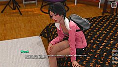 Cartoon babe with big tits sucks monster cock in gameplay