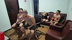 It was just a video game, but everyone ended up fucking in the bisexual bareback party.