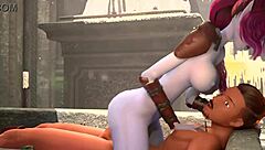 uhh, this busty elf totally owns this guy in a fight… then gets his huge cock as a prize, ya know? 3d animation madness!