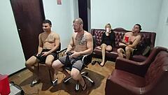 It was just a video game, but everyone ended up fucking in the bisexual bareback party.