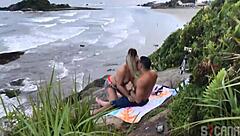 man fucks hot blonde on the beach