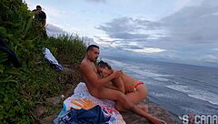 man fucks hot blonde on the beach