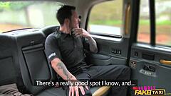 Conversational Female Fake Taxi Driver Swallows Cop's Load in Car