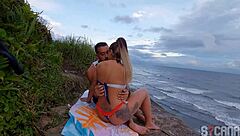 man fucks hot blonde on the beach