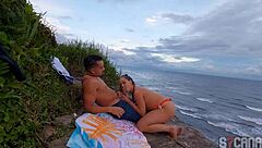 man fucks hot blonde on the beach