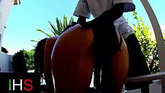 Beautiful brunette in lingerie gets interracial cock, squirting and cum in mouth after cunilingus